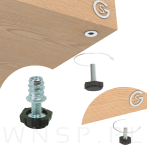 10x Stopki meblowe M6 x 20 mm z mufą wkręcaną M6 - 4