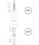 10x Stopki meblowe M6 x 20 mm z mufą wkręcaną M6 - 2