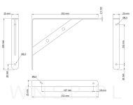 Wspornik 2 sztuki, konsola do półki ściennej, wiszącej 250 x 200 x 25 mm - 2