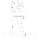 Noga stalowa skośna stożek 23 cm, z blachą montażową, czarna matowa - 2