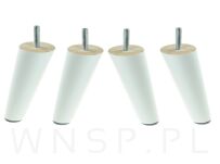 Noga bukowa skośna, stożek 15 cm, biała ze szpilką M8 x 25 mm - 9