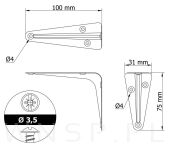20x Wsporników do półki ściennej 100 x 75 mm, w kolorze białym - 2