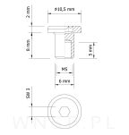 M5 X 8 mm, nakrętka Ericson płaska, stal nierdzewna - 3