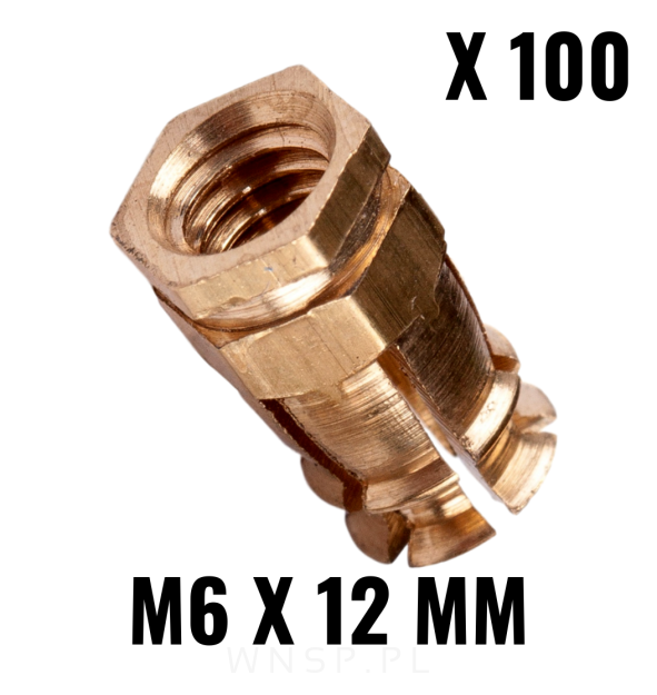 Mufa mosiężna M6 X 12 bez kulki rozporowej