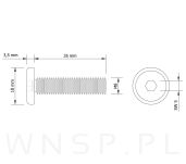 Wkręt metryczny z łbem walcowym M8 x 35 mm, ocynk czarny - 2