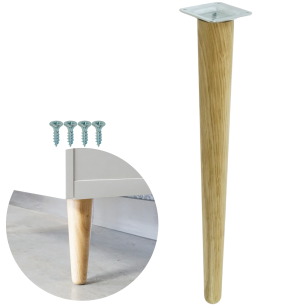 Noga dębowa prosta UNIQ 45 CM z blachą montażową