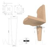 Nogi bukowe 18 CM, nóżki drewniane buk stożek, zestaw z blachami i wkrętami - 2
