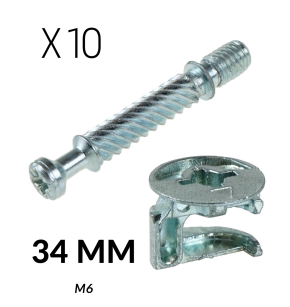 10 x Złącze meblowe 34 MM mimośrodowe zaczep M6