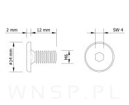 M6 X 12 mm metryczny z łbem walcowym SW 4 - 2