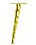 Noga stalowa skośna stożek 35 cm, z blachą montażową, złota - 5