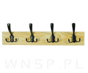 Wieszak ścienny na ubrania, z 4 haczykami, surowy - 4