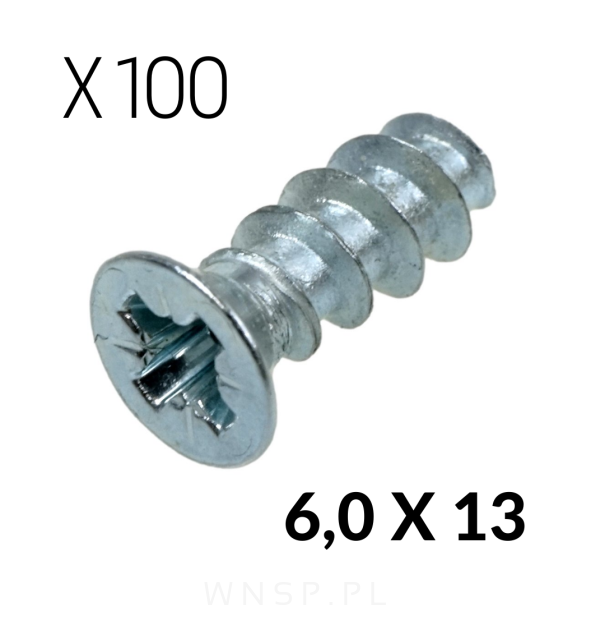 6,0 X 13 mm eurowkręt z łbem stożkowym