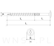 Wkręt do drewna z podkładką 8,0 X 180 mm do drewna - TORX - 2