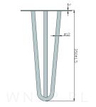 Noga stalowa z pręta 12 mm, typ Hairpin, czarna 35 cm - 3