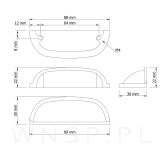 Uchwyt meblowy Valencia 64 mm mosiądz szczotkowany - 3