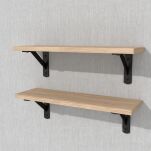 Zestaw 2 półek ściennych w dekorze dębu 500 x 150 x 18 mm, ze wspornikami montażowymi - 4