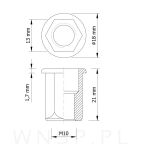 Nitonakrętka M10 x 21 MM, sześciokątna z kołnierzem - 5