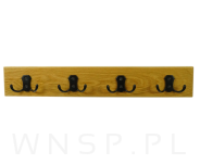 Wieszak ścienny na ubrania, z 4 haczykami, dąb lakier bezbarwny - 4