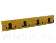 Wieszak ścienny na ubrania, z 4 haczykami, dąb lakier bezbarwny - 3