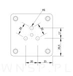 Blacha mocująca do nóg 70 X 70 X 2 mm, stal, 7 otworów ocynk biały - 5