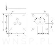 Blacha mocująca do nóg 70 X 70 X 2 mm, stal, 7 otworów ocynk biały - 2