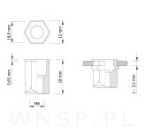 Nitonakrętka M8 x 18 MM, sześciokątna z mini stożkiem - 3