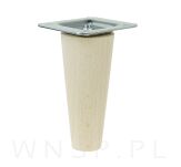 Noga bukowa prosta, stożek 6 cm surowa z blachą montażową - 4