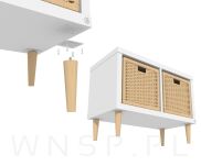 Noga bukowa prosta, stożek 6 cm surowa z blachą montażową - 8