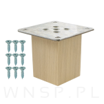 Nogi bukowe 6 CM, nóżki kwadratowe drewniane buk, zestaw z blachami i wkrętami - 7