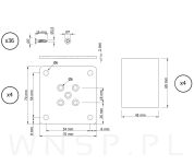 Nogi bukowe 6 CM, nóżki kwadratowe drewniane buk, zestaw z blachami i wkrętami - 2