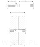 10 x Złącze meblowe śrubowe Ø 8 mm M6 (40 - 52 MM) do szafek, płyt meblowych - 2