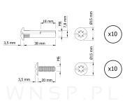 10 x Złącze meblowe śrubowe Ø 8 mm M6 (40 - 52 MM) do szafek, płyt meblowych - 4