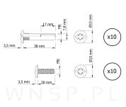 10 x Złącze meblowe śrubowe Ø 8 mm M6 (41 - 53 MM) do szafek, płyt meblowych - 4