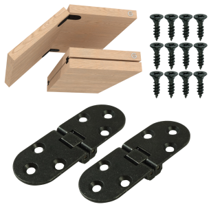 Zawias maszynowy 2 sztuki do wkładek stołu 6 otworowy, 80 x 30 mm, czarny