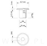 Nakrętka Ericsona M8 x 11,5, tulejka meblowa 100 sztuk do połączeń, łeb płaski, czarna - 2