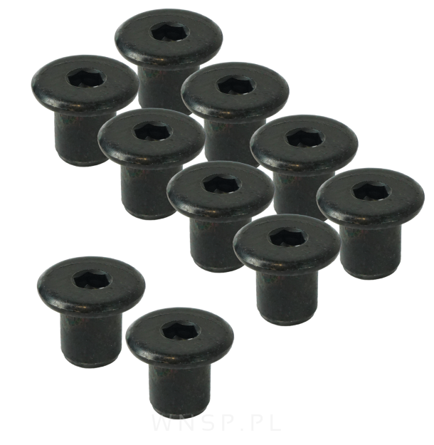 Nakrętka Ericsona M8 x 11,5, tulejka meblowa 100 sztuk do połączeń, łeb płaski, czarna