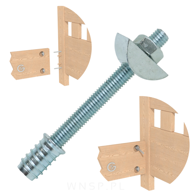 Mocne złącze M10 do mebli Ø 35, schodów, stołów, łóżek połączenie 90 stopni