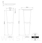 4x Noga bukowa prosta UNIQ 25 CM z blachą montażową - 2