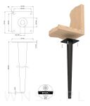 Noga stalowa stożek 23 cm cm, z blachą montażową, czarny nikiel - 2