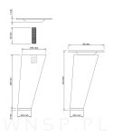Noga bukowa skośna, stożek 10 cm lakier bezbarwny z blachą montażową - 2