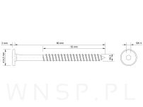 Wkręt HWI 6,3 X 80 mm, SW4, ocynk czarny - 3
