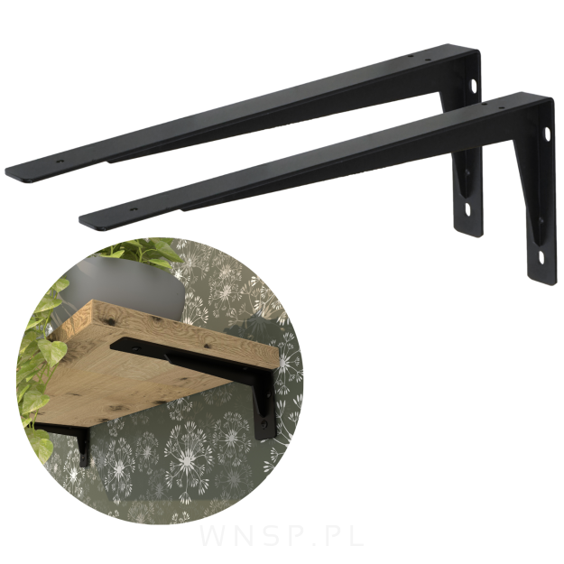 2x Wsporniki wzmocnione, konsola do półki ściennej, wiszącej 50 x 20 cm