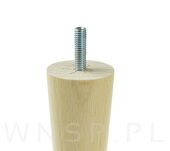 Noga bukowa prosta, stożek 15 cm, lakierowana ze szpilką M8 x 25 mm - 8