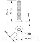 Regulator, nóżka, stopka meblowa  M8 X 50 mm - 2