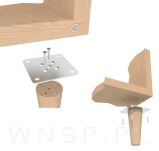 Nogi bukowe 6 CM, nóżki drewniane buk stożek, zestaw z blachami i wkrętami - 4