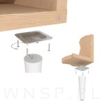 4x Noga bukowa prosta UNIQ 15 CM z blachą montażową - 7