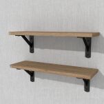Zestaw 2 półek ściennych w dekorze orzechu 400 x 150 x 18 mm, ze wspornikami montażowymi - 4