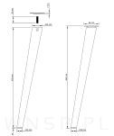 Noga bukowa skośna, stożek 45 cm lakier bezbarwny z blachą montażową - 2