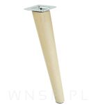 Noga bukowa skośna, stożek 45 cm lakier bezbarwny z blachą montażową - 4