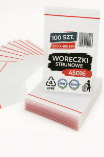 Woreczki strunowe 100 sztuk, mocne torebki zamykane 300 x 400 mm, grube 50 mic